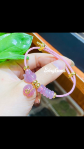 vòng tay nữ hồ ly thach anh hồng tự nhiên mix đồng điếu thạch anh hồng và charm túi tiên thạch anh hồng vip bọc vàng tây vòng tay đá phong thủy hợp mệnh thổ mệnh hỏa trang sức thiết kế đủ hóa đơn thẻ bảo hành