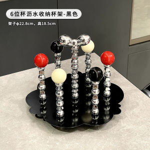 Creative Glass Cup Holder with Handle Dustproof Inverted Water Cup Storage Rack Luxury Sensation Tea Cup Organizer Metal Material