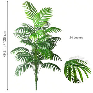 52-125cm Large Artificial Palm Tree Tropical Fake Plant Green Plastic Palm Leaf Branches Suitable for Home Garden Decoration