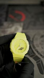 Jam Tangan Pria Casio G-Shock GA-2100-9A9 Yellow Lime Dial Yellow Lime Resin Band