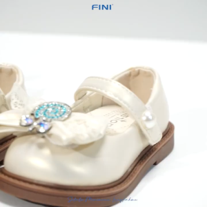 FINI Sepatu Flats Anak Balita Perempuan Elegan Pesta Model Pita Crystal Usia 15 - 4 Tahun Warna Cream Pink Ukuran 22-26 A06