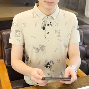 HENGYUANXIANG | Hengyuanxiang Mens Polo Shirt Ice Silk Cotton Half Sleeve Casual Turn-down Collar Breathable Summer New Style Base Shirt