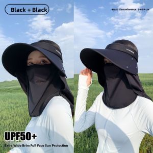 Miiow | Womens Integrated Face Covering Sun Hat Ice Silk Breathable Summer UV Protection Large Brim Travel Casual Nylon Hat