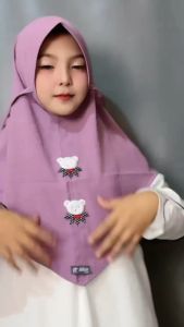 Hijab Crinkle Airflow Anak Boneka Pnda / Jilbab Bergo Cringkle Karakter TK-SD