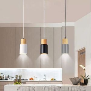 Hanging Light Nordic Macaron Wood Drop Ceiling Lights Modern Simple Adjustable Pendant Light for Dining Room Living Room Bedroom Hallway Kitchen Bar Lighting