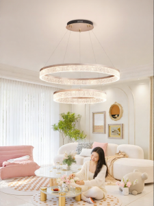 HUIPU ZHAOMING | Modern Minimalist Double Ring High Brightness Living Room Chandelier