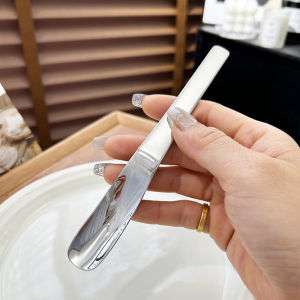 Stainless Steel 304 Dessert Spoon Flat Head Cake Eating Ice Cream Watermelon Spoon High Aesthetic Value Western Dining Utensil