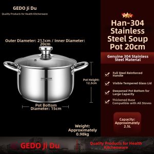 GEDO | Household Multifunction Stainless Steel Soup and Noodles Cooking Pot