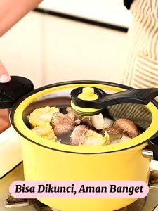 ESA Panci Presto 3.5 Liter Teflon Micro Pressure Cooker Pot Tutup Kaca Anti Lengket