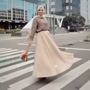 ROK PLISKET REMPEL BESAR /ROK PANJANG MUSLIM BAHAN HYGET PREMIUM GRADE A