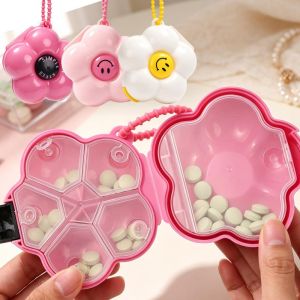 3pcs Portable Flower Shaped Pill Container / Waterproof Dustproof Medicine Storage Case / Multi-compartment Travel Organizer / Reusable Holder for Vitamins Small Jewelry