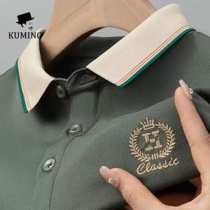 Summer short sleeved T-shirt for men loose collar embroidered polo shirt half sleeved top mens plus size T-shirt