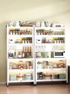 🔥Fast Shipping🔥6/5Layers Kitchen Cabinet Storage Organizer Rack Shelf With Pull-Out Doors & Wheels