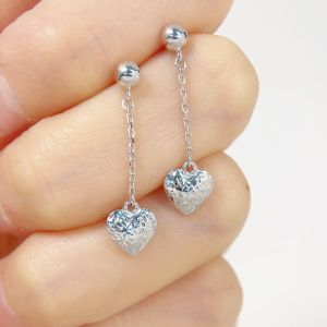 LAZO DIAMOND Heart Drop Stud Earrings in 9k White Gold