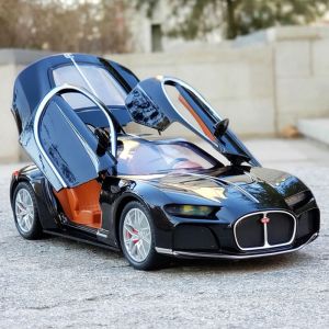 Large Size Bugatti Atlantic Car Alloy Diecast Toy Model Front Wheel Steering Decorative Display Piece Collectible Vehicle