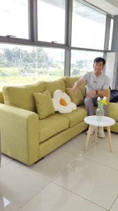 FREE INSTALLATION !! FINSSO: Lauren 868 L-Shape Sofa with FREE Stool and 2 Small Pillows for Ultimate Comfort