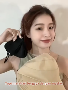 Topi Kait Masker Hijab Cepol Pantai Wanita Korea Bucket Half Anti UV Tabl Tidak Meleyot