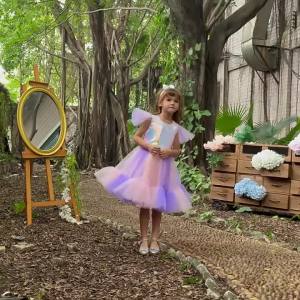 LaShiny 2 Pieces Christmas Girl Kids Party Dress Purple Long Gown For Girls Elegant Children Party Dress for 8 Years Old