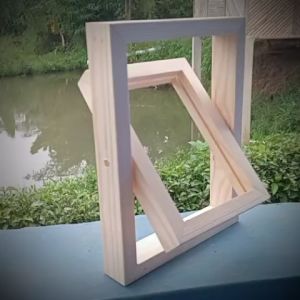 Kerangka Foto Kayu Transparan 360 Derajat Ukuran 4R Depan dan Belakang Bisa Menyimpan Foto