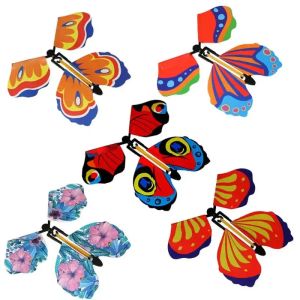 1/3/5/10pcs Magic Flying Butterfly Wind Up Butterfly Fairy Flying Toys Rubber Band Powered Bookmark Surprise Wedding Birthday