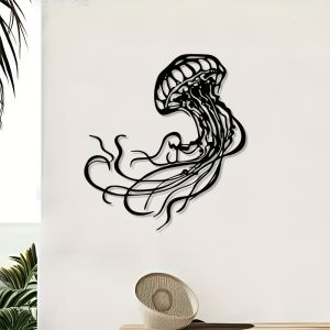 CIFbuy | CIFBUY Metal Wall Art Jellyfish Sculpture Abstract Ocean Decor for Kitchen Living Room Office Indoor Modern Home Gift Halloween