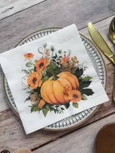 20 Sheets 33*33cm 2-Ply Pumpkin-themed Napkins Picnic Party Decor Colorful Print Tissue Paper DIY Decoupage Paper