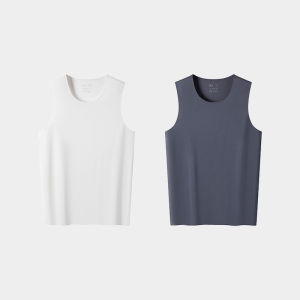 HLA | เสื้อกั๊กคอตั้งผ้าไหมน้ำแข็งสำหรับผู้ชาย ระบายอากาศได้ดี แห้งเร็ว ดีไซน์เรียบง่าย ทรงบาง สวมใส่สบาย