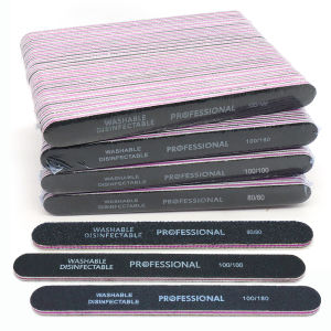 6pcs Professional Nail File Double Sided Black Straight Emery Pedicure Manicure Tools Washable Nail Art Files Nails Accesorios