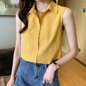 Inner Slevess Kerah kemeja Kancing/Kemeja Casual Wanita Musim Panas