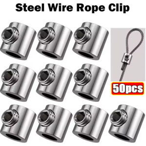 【XZxinzhan】50-10pcs Steel Wire Rope Clip Stainless Steel Cable Copper Metal Hanging Clip Adjustable Screws Fixed Hardware Accessories