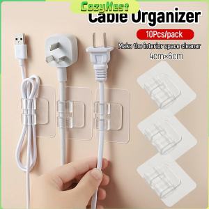 C.N 10Pcs/pack Cable Management Clips Plastic Wall Desk Cable Organizer Car Floor Mat Fixed Stickers