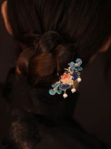 Burnt Blue Hairpin New Chinese Style National Style Hairpin Female Chinese Ancient Style Suitable for Bun Headdress Back Hair Accessories Side Hair Comb