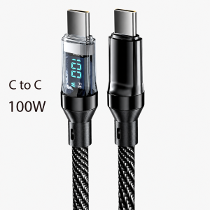 120W LED Power Display USB C Cable PD Fast Charging Type C Cord 480Mbps Data Sync Nylon Braided USB A to C Charger Cable