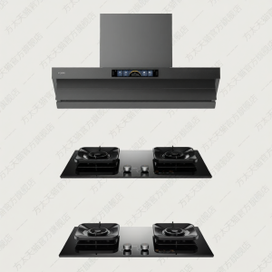 Integrated Top Side Extraction Range Hood and Gas Cooktop Set