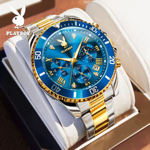 PALYBOY Jam Tanggan Lelaki Waterproof Original Mens Casual Watch Stainless Steel Quartz Luminous Calendar Chronograph Watch Men