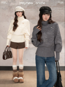loveheynew | Áo Sweater Cổ Cao Dáng Dơi Ôm Eo