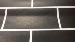 Wallpaper Stiker Dinding Ruang Tamu Bata Hitam-Putih-Orange-Ukuran 45 cm x 9 m