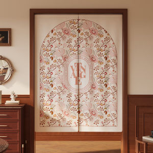 American Style Privacy Door Curtain Semi-Curtain Bathroom Bedroom Partition No Punching Luxury Sensation Home Fabric Door Curtain