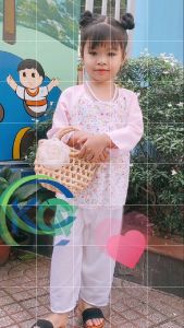 Bộ Quần Áo Bà Ba cho Bé phong cách nam bộ - màu Đỏ bông nhí - vải lụa mềm mát