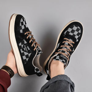 Trendy Casual Mens Shoes Size 45 Wear-Resistant Fashionable Black Leather Low-Heel round Toe Rubber Bottom Outdoor Leisure