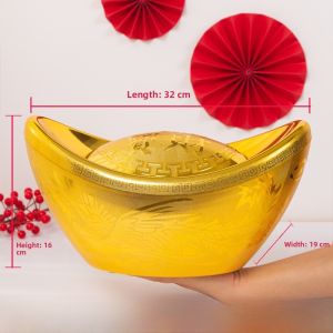 Gold Yuanbao Home Decoration Candy Box Simulation Large Yuanbao New Year Decoration Feng Shui Wealth Attracting Plastic Hollow