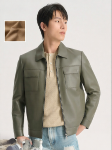 JODOLL | Áo Khoác Da Phong Cách Doanh Nhân - Cổ Trụ - Có Zipper