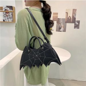 Chic Bat Spider Pu Leather Handbag Women Shoulder Crossbody Bag Creative Spoof Fun Halloween Personality Girls Trend Tote Bag