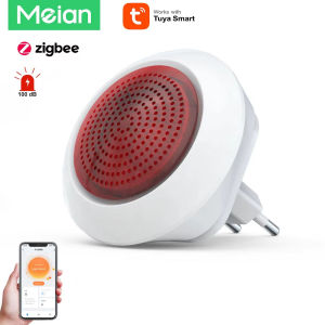 MEIAN | Meian 100dB Siren Alarm Tuya Zigbee Wireless Sound Flash Alarma Sirena Linkage Security Protection Control Via Smart Life APP