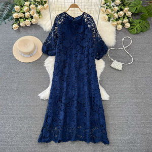 Elegant Stylish A-Line Water-Soluble Lace Dress