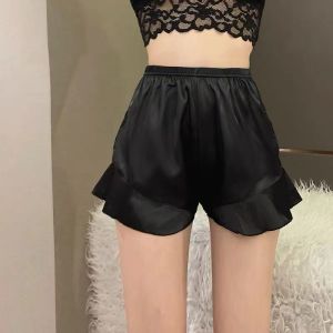 Womens Loose Silk Blend Safety Pants Summer Ice Silk Shorts Bottoming Trousers Prevent Exposure Comfortable Sleepwear