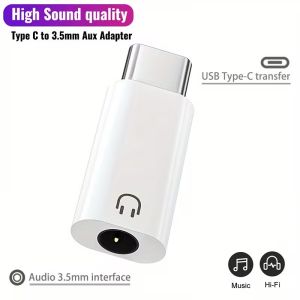 USB-C to 3.5Mm Headphone Adapter High-Fidelity Audio USB Type-C to 3.5Mm Jack Adapter Compatible with Iphone 15 S23/S22/S21 U