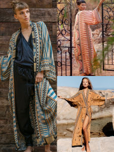 ชุดบิกินี Cover Up Beach Vacation หลวม แขนยาวป้องกันแสงแดดชายหาด เสื้อโค้ท ผ้าซิ่นห่อความร้อนอุปกรณ์เสริมชุดว่ายน้ําหญิง