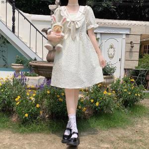 Váy Midi Chữ a Cổ Bẻ Tay Ngắn Thắt Nơ Phong Cách Ngọt Ngào Mùa Hè Cho Nữ Váy Công Sở Phong Cách Nhật Bản Cỡ Nhỏ