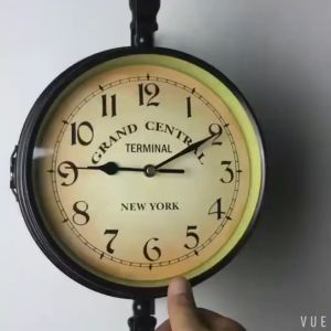 【24 Hour Shipping🚗✔️】Double Sided Vintage Retro Large Wall Clock Shabby Chic Station Garden Outdoor